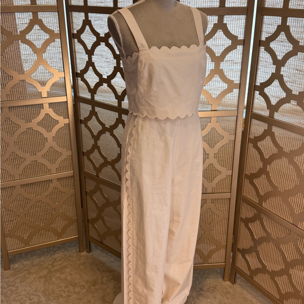 Rebecca Taylor Cream Scalloped Jumpsuit